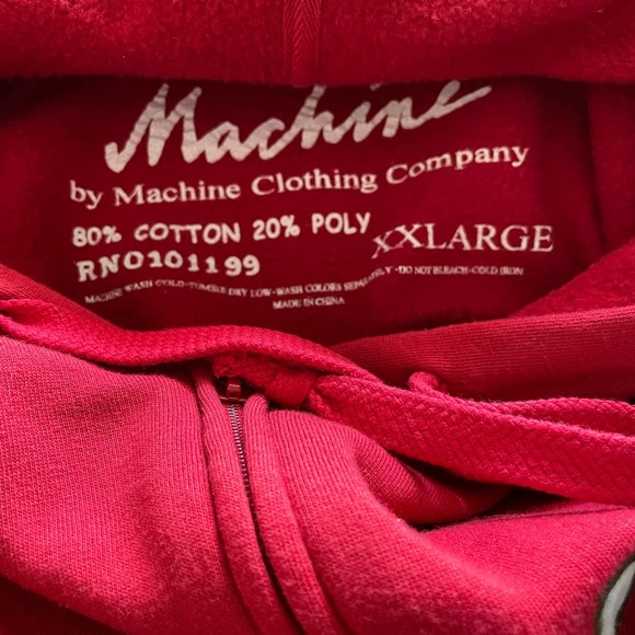 NWOT Red Italia Hoodie Zip Up Sweatshirt by Machine - Men’s 2XL - Picture 2 of 6